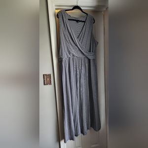Lands End knit navy striped dress 3x